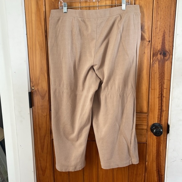 Jjill Pure Jill Tan Cotton Knit Pull On Cropped Wide Leg Pants Petite Large - Picture 2 of 9